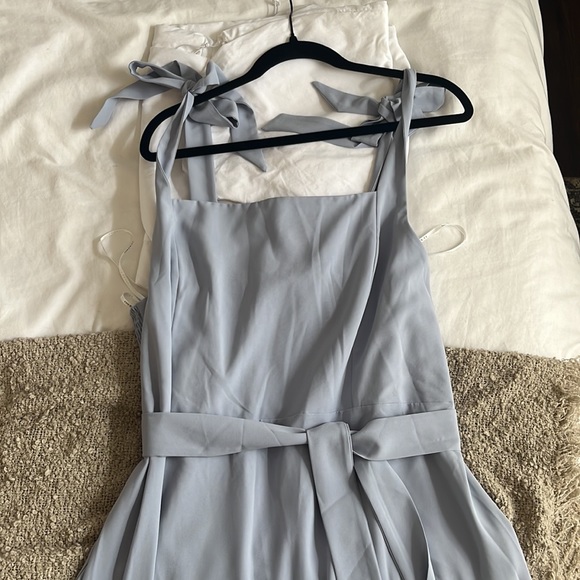 Love Of Romance French Blue Tie-Straps Ruffled Midi Dress NWT - Picture 9 of 10